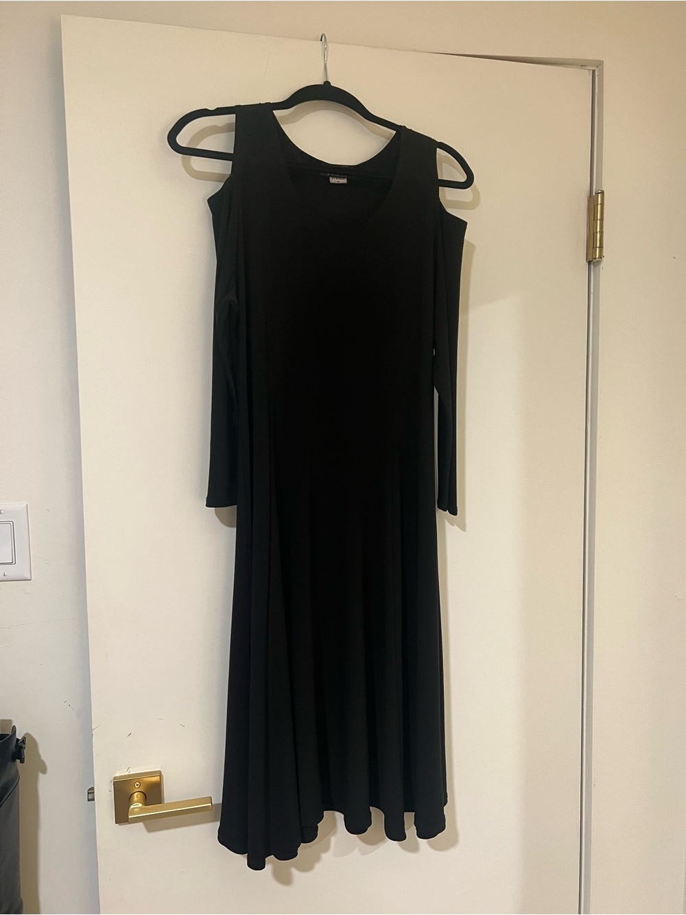 Dalia Black Cold-Shoulder Midi Dress